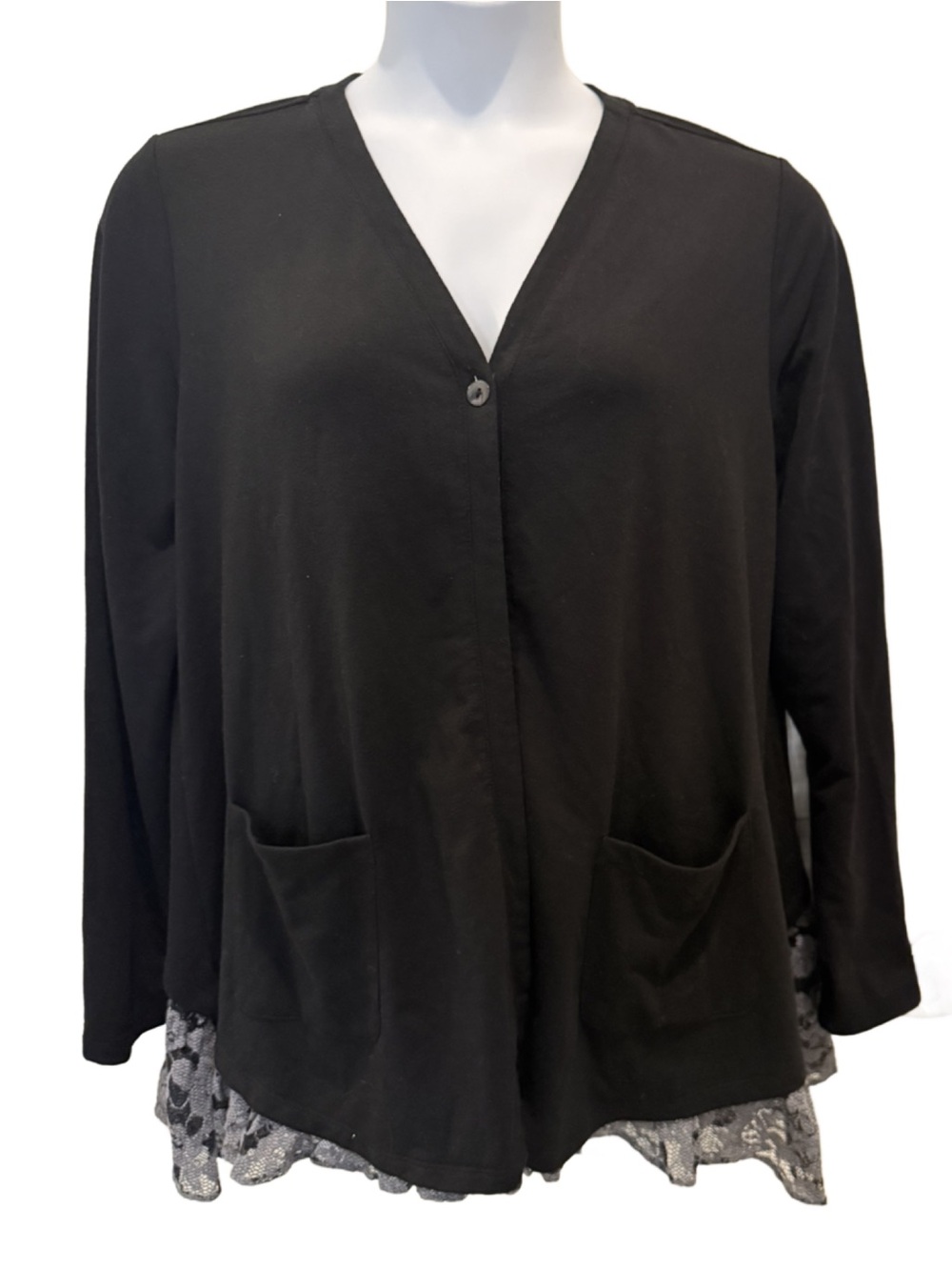 Logo Lounge Lace Bottom Cardigan. Large